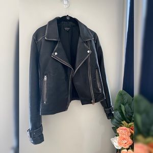 Top Shop faux leather biker jacket
